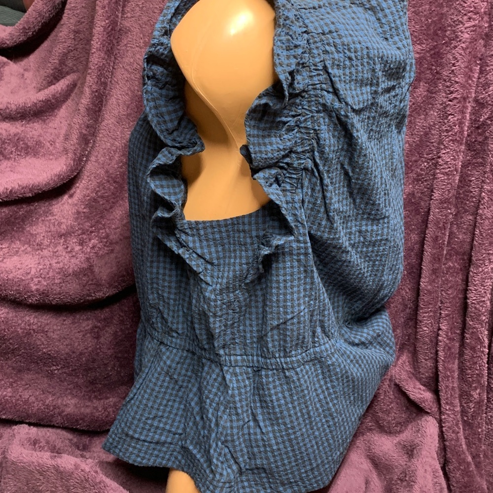 Free Assembly XXL Blue Ruffled Women's Top - Picture 9 of 13